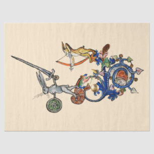 WEIRD MEDIEVAL BESTIARY, Killer Rabbits met zwaard Tissuepapier