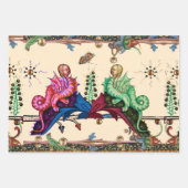 WEIRD MEDIEVAL BESTIARY, KNIGHTS AND HYBRID DRAGON INPAKPAPIER VEL (Voorkant 2)