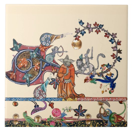 WEIRD MEDIEVAL BESTIARY, MONSTER MONK Snail, konij Tegeltje (Voorkant)