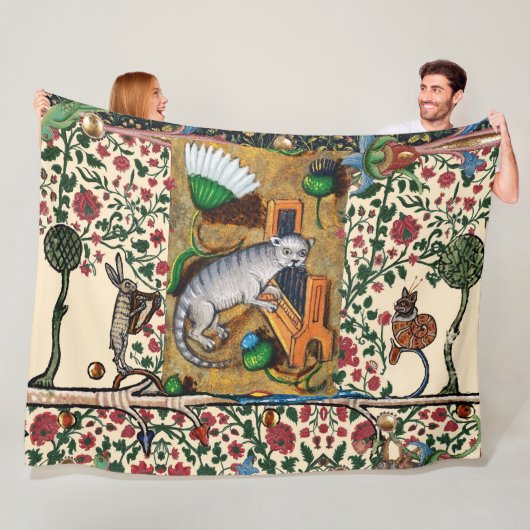 WEIRD MEDIEVAL BESTIARY MUSIC,CAT PLAYS ORGAN FLEECE DEKEN (In situ)