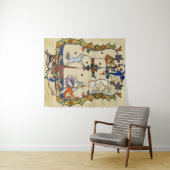 WEIRD MEDIEVAL BESTIARY , UNICORN FIGHTING MONKEY WANDKLEED (In Situ (horizontaal))