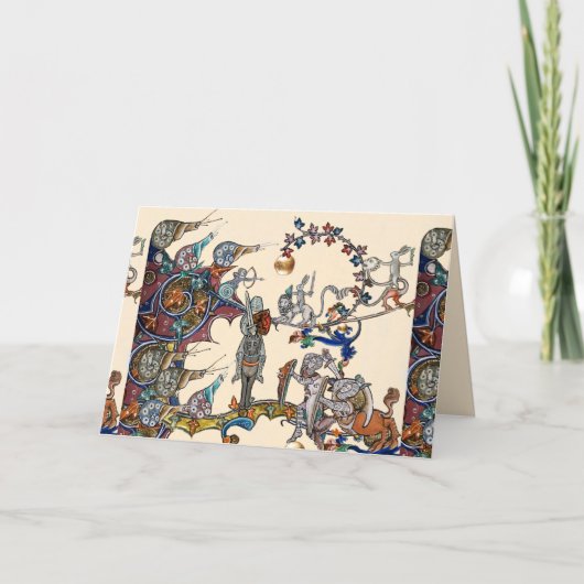 WEIRD MEDIEVAL BESTIARY WAR, KNIGHTS, GIANT SNAILS FEESTDAGEN KAART (Voorkant)