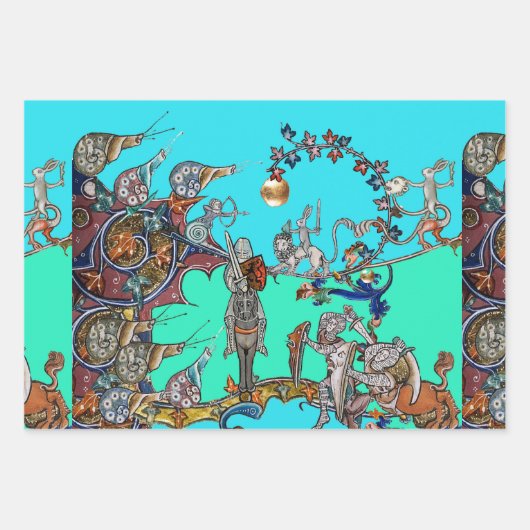 WEIRD MEDIEVAL BESTIARY WAR, KNIGHTS, GIANT SNAILS INPAKPAPIER VEL (Voorkant 3)