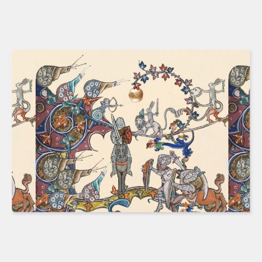 WEIRD MEDIEVAL BESTIARY WAR, KNIGHTS, GIANT SNAILS INPAKPAPIER VEL (Voorkant)