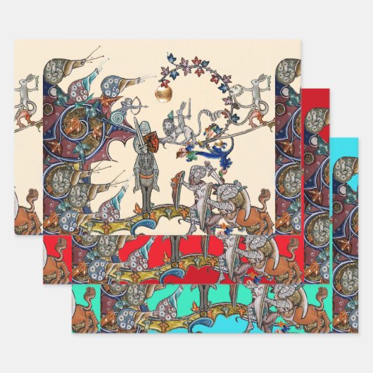 WEIRD MEDIEVAL BESTIARY WAR, KNIGHTS, GIANT SNAILS INPAKPAPIER VEL (Set)