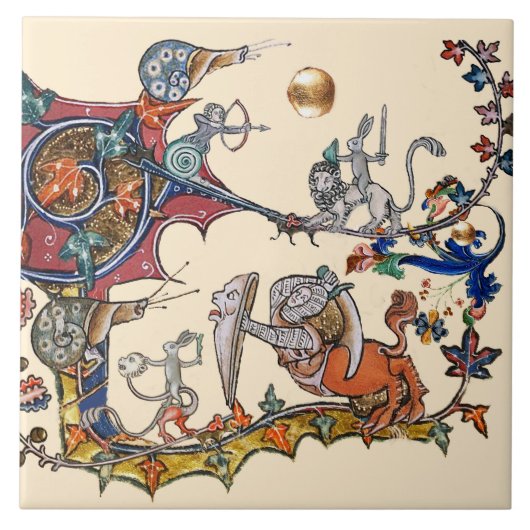 WEIRD MEDIEVAL BESTIARY WAR Slakken, Killer Rabbit Tegeltje (Voorkant)