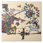 WEIRD MEDIEVAL BESTIARY WAR UNICORNS COMBAT MONKEY TEGELTJE (Voorkant)