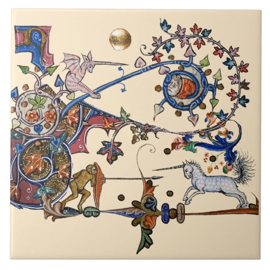 WEIRD MEDIEVAL BESTIARY WAR UNICORNS COMBAT MONKEY TEGELTJE (Voorkant)