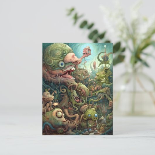 Weird Monsters Creats Surreal Art Briefkaart (Staand voorkant)