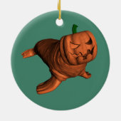 Weird Oranje Halloween Walrus Keramisch Ornament (Achterkant)