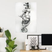 Weird Pirate Ship Poster (Thuiskantoor)