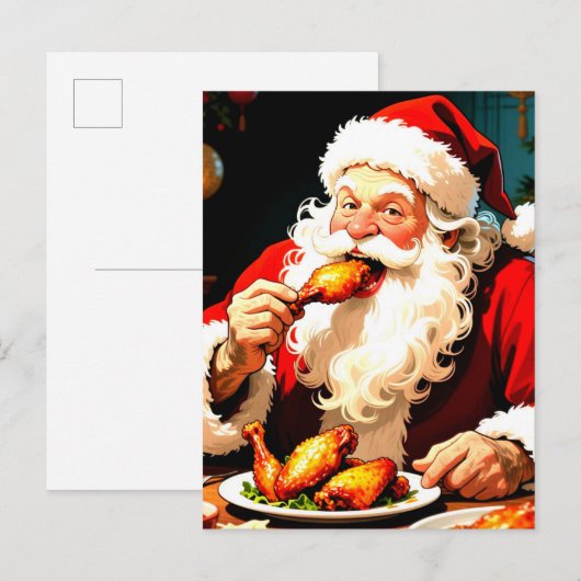 Weird Santa Eating Chicken Briefkaart (Voorkant / Achterkant)