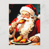 Weird Santa Eating Chicken Briefkaart (Voorkant)