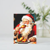 Weird Santa Eating Chicken Briefkaart (Staand voorkant)