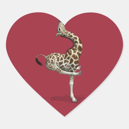 Weird Sportive Giraffe Hart Sticker (Voorkant)