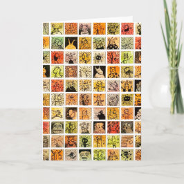 Weird Strange Cartoon Faces Color Squares Greeting Kaart