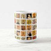 Weird Strange Cartoon Faces Color Squares Koffiemok (Center)