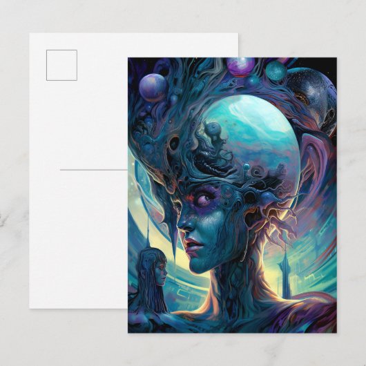 Weird Surreal Alien Woman Art Briefkaart (Voorkant / Achterkant)