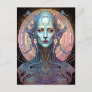 Weird Surreal Alien Woman Art Briefkaart