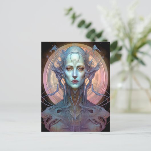 Weird Surreal Alien Woman Art Briefkaart (Staand voorkant)