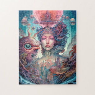 Weird Surreal Alien Woman Art Legpuzzel
