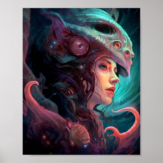Weird Surreal Alien Woman Art Poster (Voorkant)