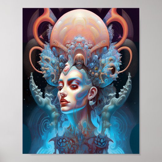 Weird Surreal Alien Woman Art Poster (Voorkant)