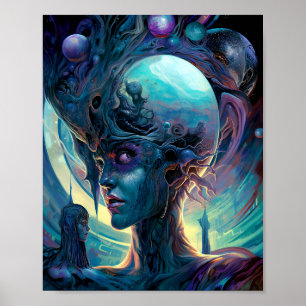 Weird Surreal Alien Woman Art Poster