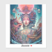 Weird Surreal Alien Woman Art Sticker (Vel)