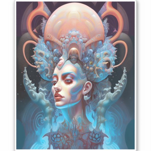 Weird Surreal Alien Woman Art Sticker (Voorkant)