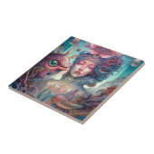 Weird Surreal Alien Woman Art Tegeltje (Zijkant)