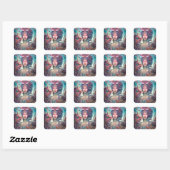 Weird Surreal Alien Woman Art Vierkante Sticker (Vel)