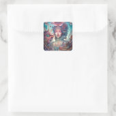 Weird Surreal Alien Woman Art Vierkante Sticker (Tas)