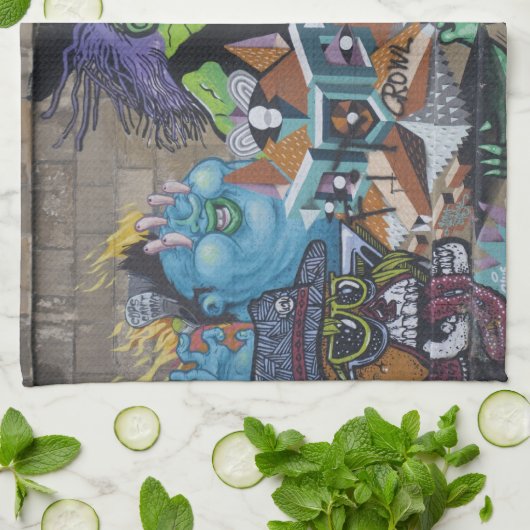 Weird Wyed Green Witch Graffiti Theedoek (Gevouwen)