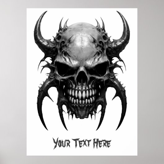Weirdcore aangepaste Spiky Schedel Grijs Poster (Voorkant)