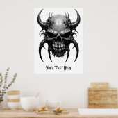 Weirdcore aangepaste Spiky Schedel Grijs Poster (Keuken)