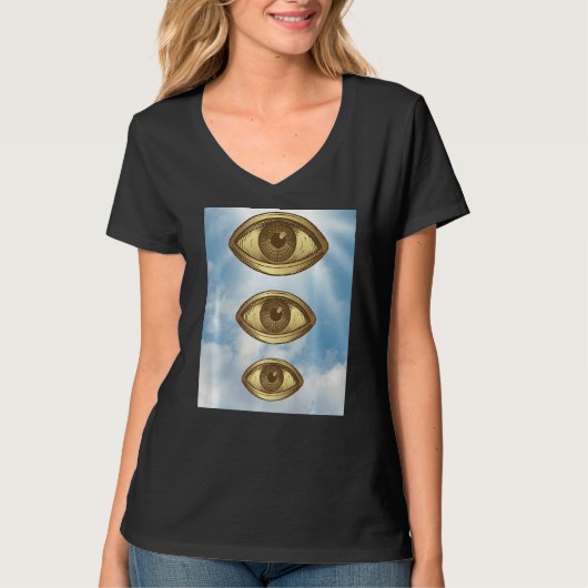 Weirdcore Aesthesie Oddcore Creepy Eyes Strangecor T-shirt (Voorkant)