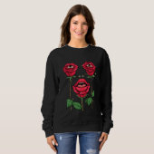 Weirdcore Aesthetic Peeping Red Roses Flower Flora Trui (Voorkant volledig)