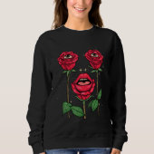Weirdcore Aesthetic Peeping Red Roses Flower Flora Trui (Voorkant)