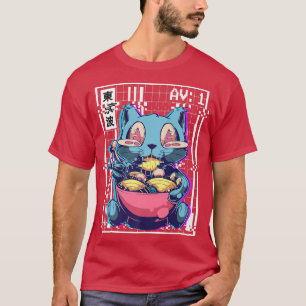 Weirdcore Cat Ramen Glitch Vaporwave Aesthetics Pa T-shirt