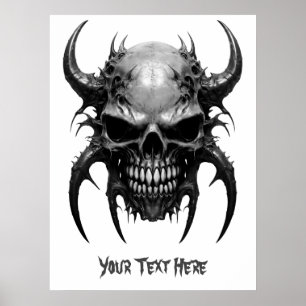 Weirdcore custom Spiky Skull Grijs Poster