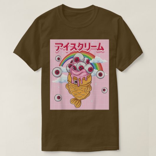 Weirdcore-estheticKawaii Taiyaki-ijsschone T-shirt (Design voorkant)