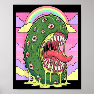 Weirdcore esthetiek kawaii augurk ogen poster