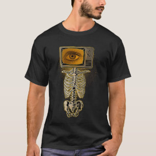 Weirdcore Skeleton TV Hoofd radiologie T-shirt