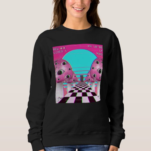 Weirdcore Vaporwave Esthetische Paddestoel Ogen Re Trui (Voorkant)