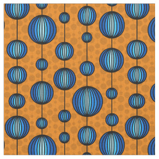 Weirdly Zen Fabric - Sinaasappel en blauw Abstract Stof
