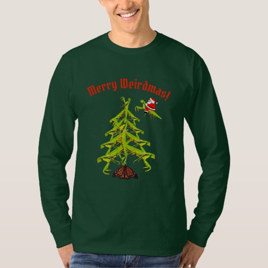 Weirdmas die Mantis Boom bidden Zwangere Kerstmis T-shirt (Voorkant)