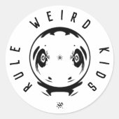 Weirdness motto (vreemde kinder regel) 1 ronde sticker (Voorkant)
