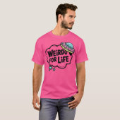 'Weirdo for Life' Schattige roze UFO-ontwerp T-shirt (Voorkant volledig)