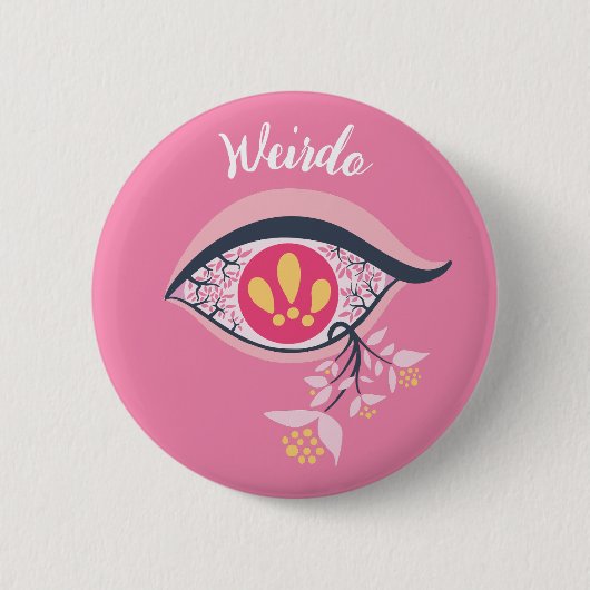 Weirdo Trippy Eye Pink Floral Psychedelic Ronde Button 5,7 Cm (Voorkant)